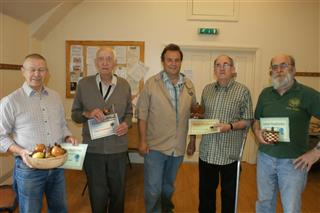 David Reed Bernard Slingsby Len Laker and Fred Taylor receive certificates from Gary Rance